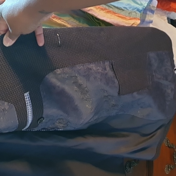 Men's Savile Row Brown Check Plaid Blazer Jacket sz 46R - Picture 6 of 7